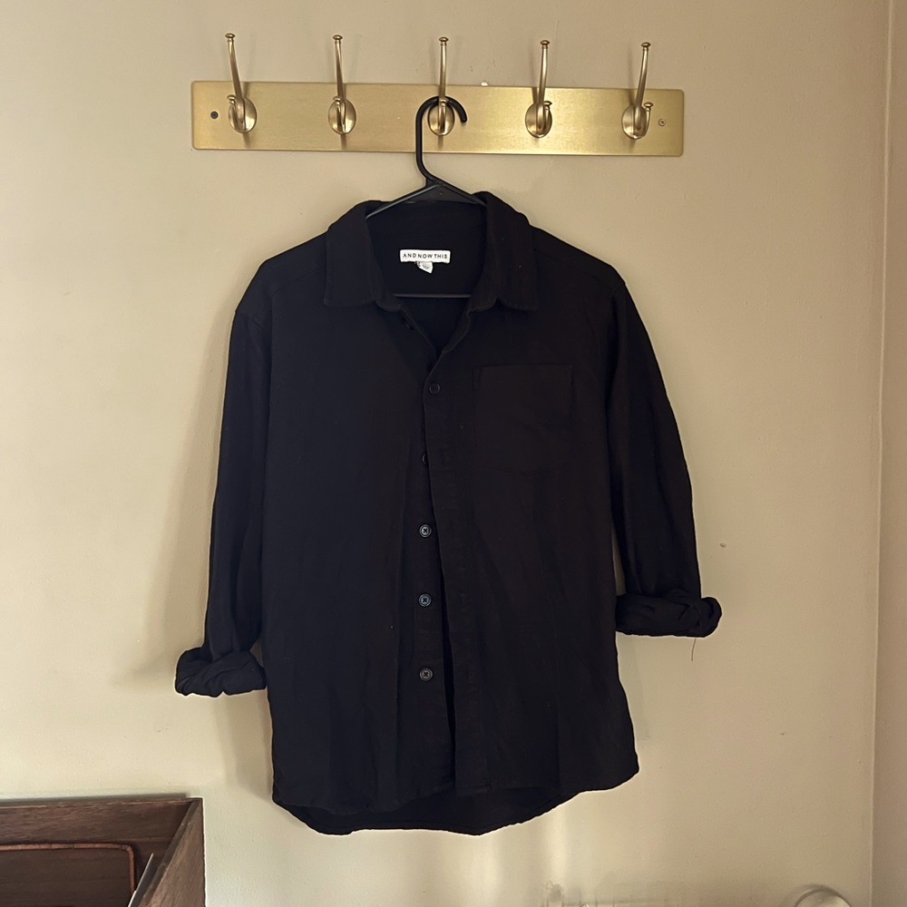 Charcoal gray black flannel, And Now This size small